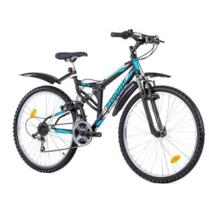 Boutique vtt bachini 26" tout suspendu – 18 vitesses shimano – noir & bleu