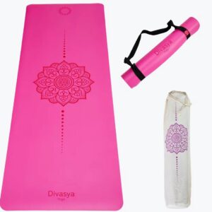 tapis de yoga antidérapant divasya mandala – rose fuchsia