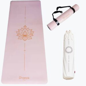 tapis de yoga antidérapant divasya lotus – rose poudré