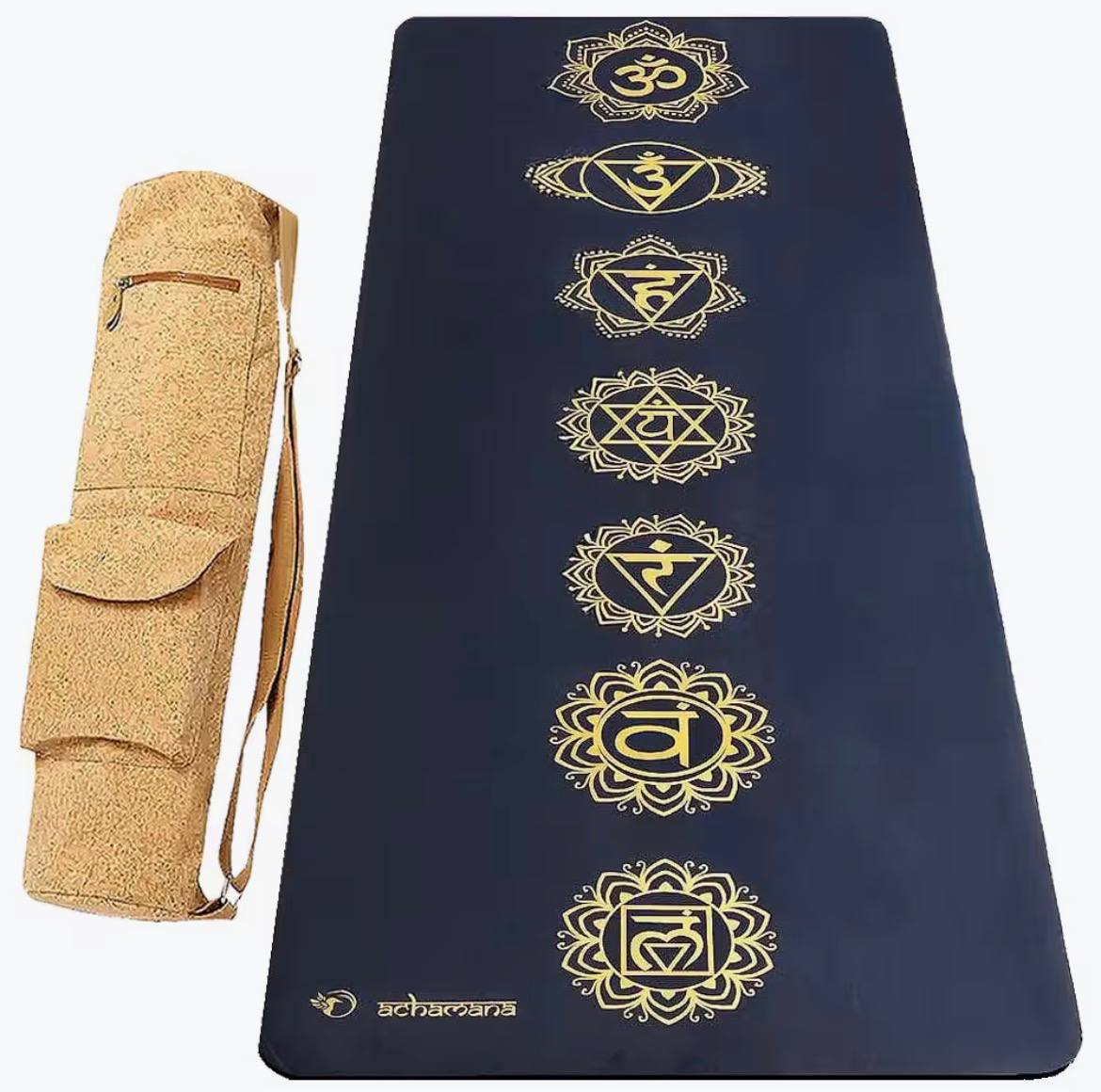 tapis de yoga 7 chakras noir & or tapis de yoga 7 chakras noir & or
