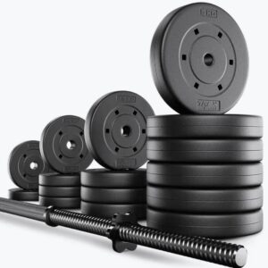 set haltères et barre de musculation trex sport