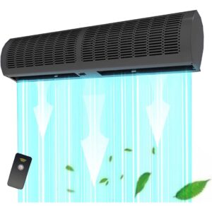 Rideau d'Air Noir – Air Curtain, Télécommande, Anti-Insectes & Poussières, Largeur 90 cm