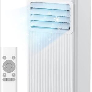 Climatiseur Mobile Compact Blanc – Roulettes, Télécommande, 3 Modes, Grilles Orientables