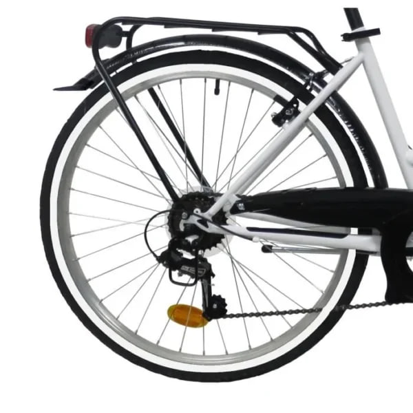 vélo de ville femme discovery adventures 26" – 6 vitesses shimano – blanc avec panier vélo de ville femme discovery adventures 26" – 6 vitesses shimano – blanc avec panier
