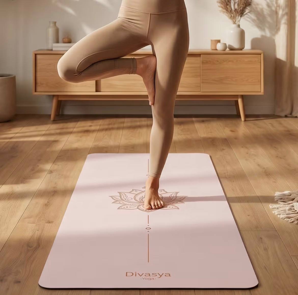 tapis de yoga antidérapant divasya lotus – rose poudré tapis de yoga antidérapant divasya lotus – rose poudré
