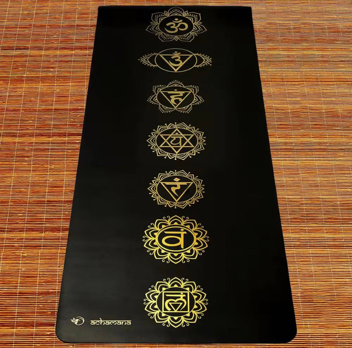tapis de yoga 7 chakras noir & or tapis de yoga 7 chakras noir & or