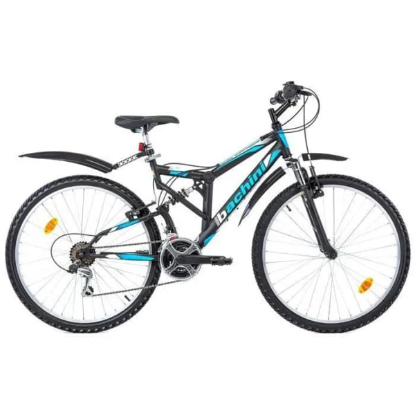 vtt bachini 26" tout suspendu – 18 vitesses shimano – noir & bleu vtt bachini 26" tout suspendu – 18 vitesses shimano – noir & bleu