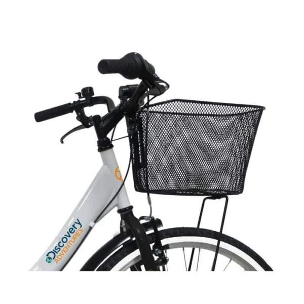 vélo de ville femme discovery adventures 26" – 6 vitesses shimano – blanc avec panier vélo de ville femme discovery adventures 26" – 6 vitesses shimano – blanc avec panier