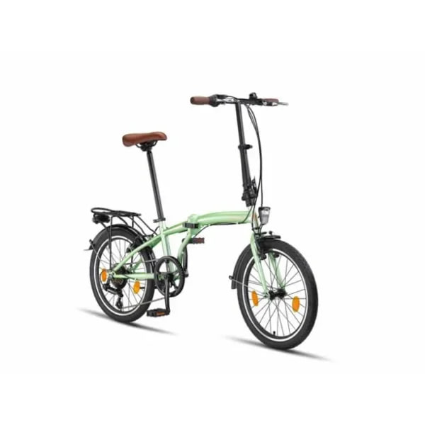 vélo pliant urbain vintage 20" – 6 vitesses – vert menthe & cuir caramel – mixte vélo pliant urbain vintage 20" – 6 vitesses – vert menthe & cuir caramel – mixte