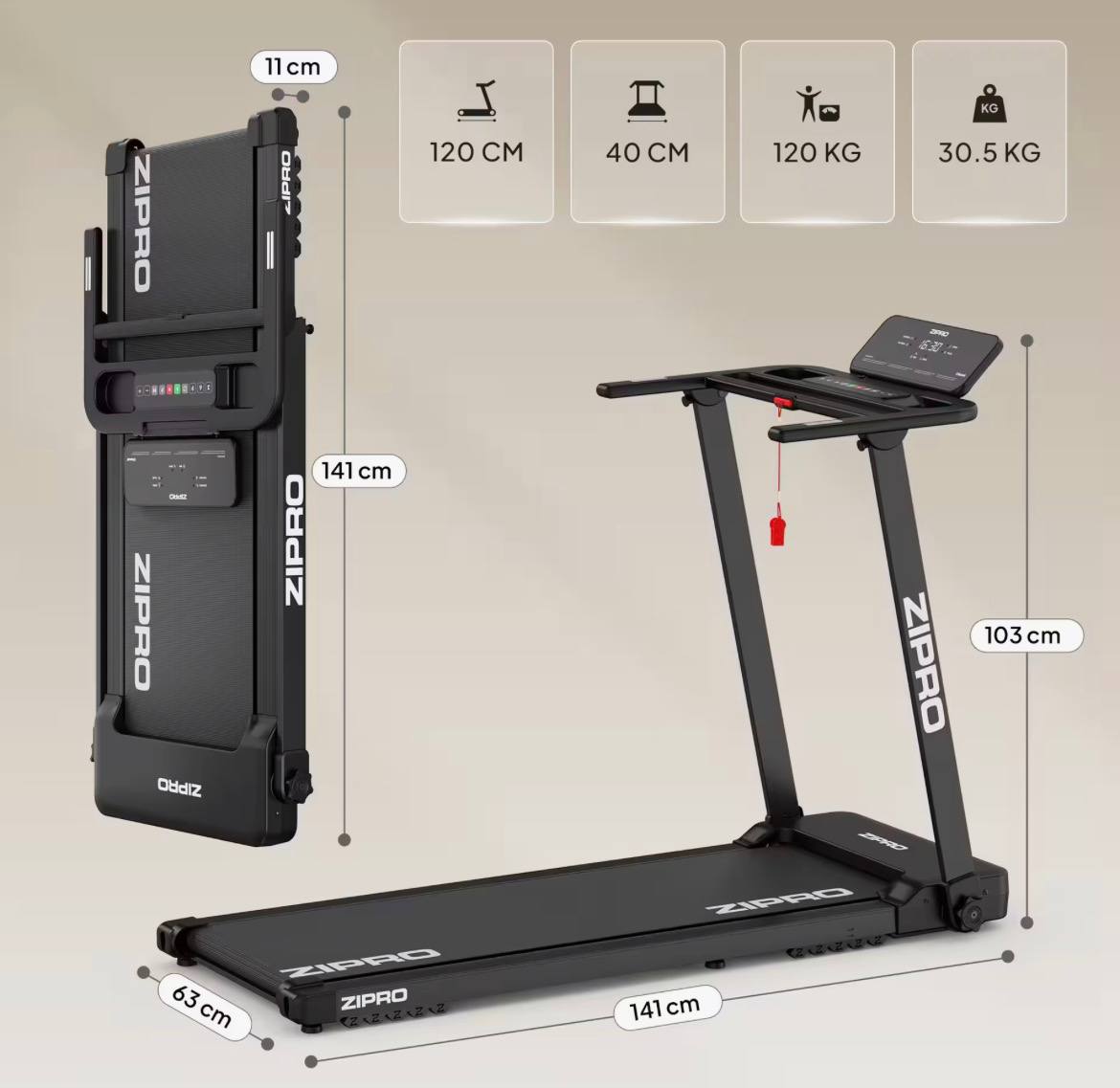 zipro forma – tapis de course pliable ultra plat – 12 km/h zipro forma – tapis de course pliable ultra plat – 12 km/h