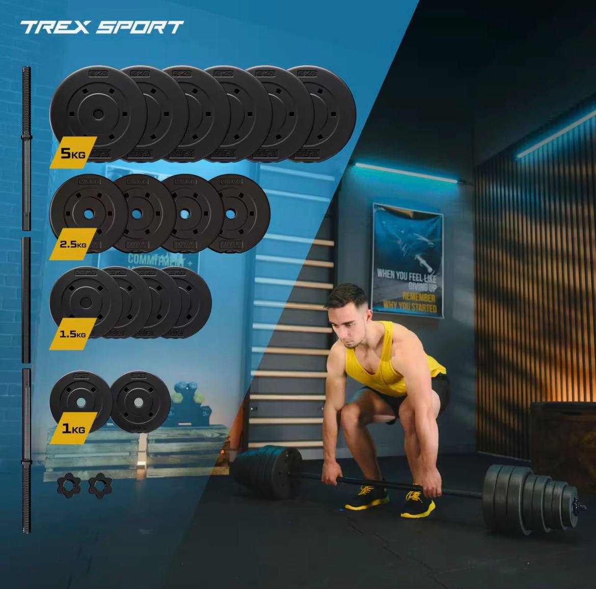 set haltères et barre de musculation trex sport set haltères et barre de musculation trex sport