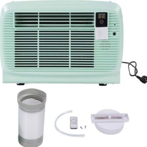 Climatiseur Mobile Rétro Vert Menthe – Tuyau d'Évacuation, Télécommande, Design Vintage